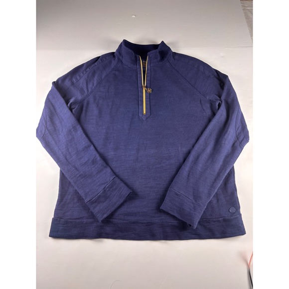 Lilly Pulitzer Tops - Lilly Pulitzer Luxletic Atleisure Navy Blue Quarter Zip Pullover Gold Hardware M